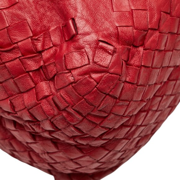 BOTTEGA VENETA Red Leather Intrecciato Tote Bag